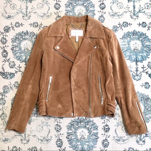 BCBGeneration Tan Suede Leather Moto Jacket - Picture 1 of 8